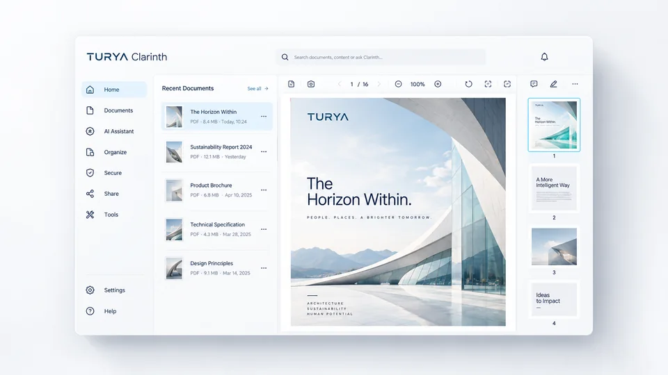 Interface-focused product design direction for TURYA Clarinth.